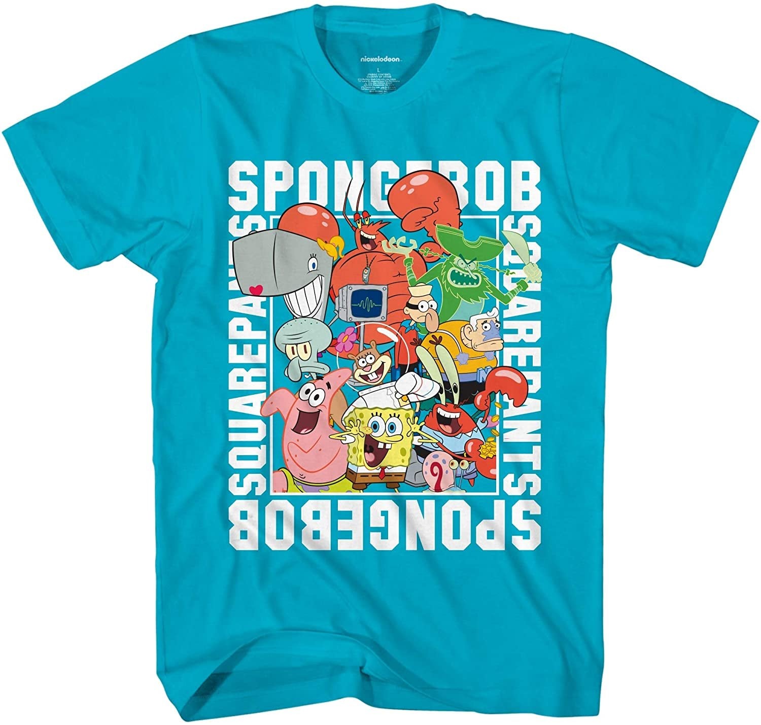 SpongeBob SquarePants Boys Short Sleeve T-Shirt - Spongebob, Patrick, Squidward, Mr Krabs - Nickelodeon - Boys Sizes 4-20