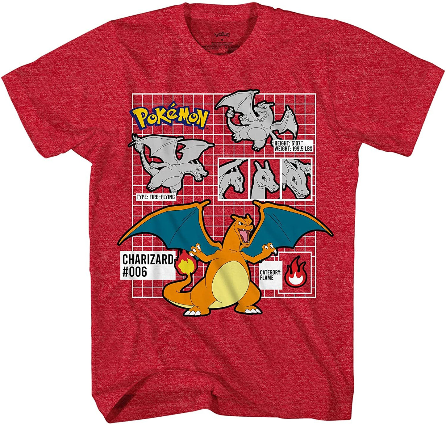 Pokemon Big Boys Charizard Short Sleeve T-Shirt - Pokemon Gotta Cath 'EM All Group T-Shirt
