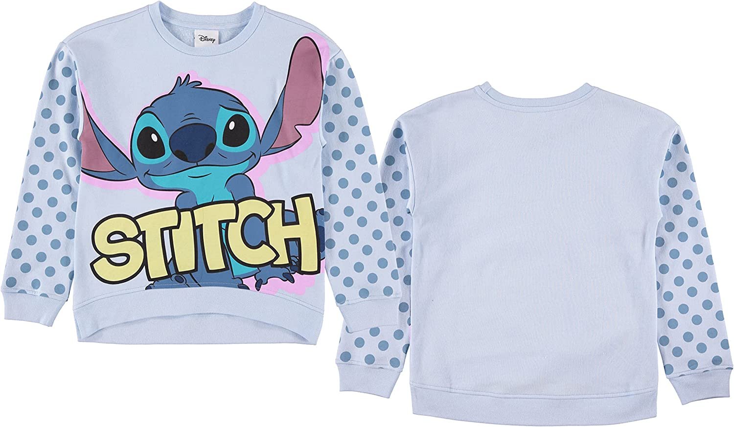 Lilo & Stitch Girls Sweatshirt -Jumbo Print and Embroidery Disney's Stitch Sweater- Sizes 4-16