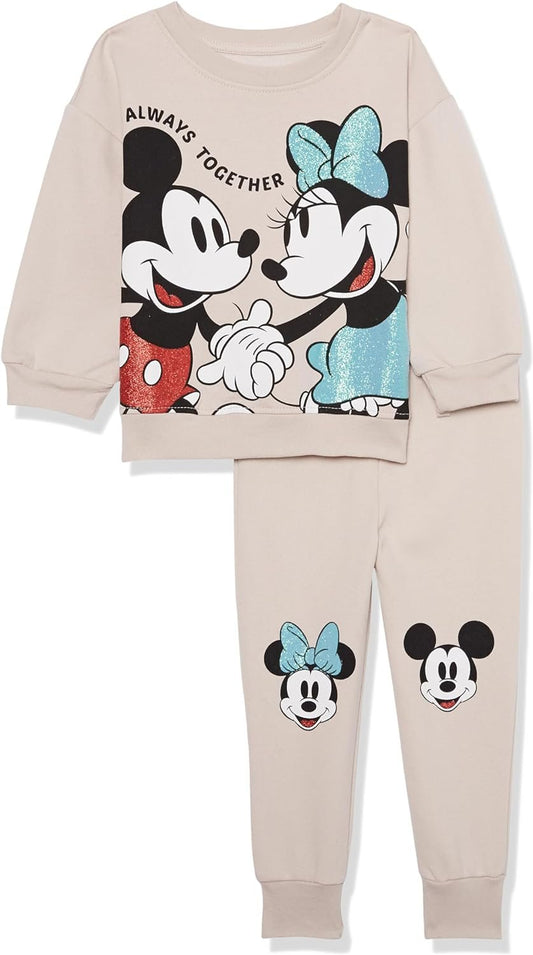Disney Girls Mickey & Minnie Mouse Fleece Sweatshirt & Jogger Set - Girls 2t-6x