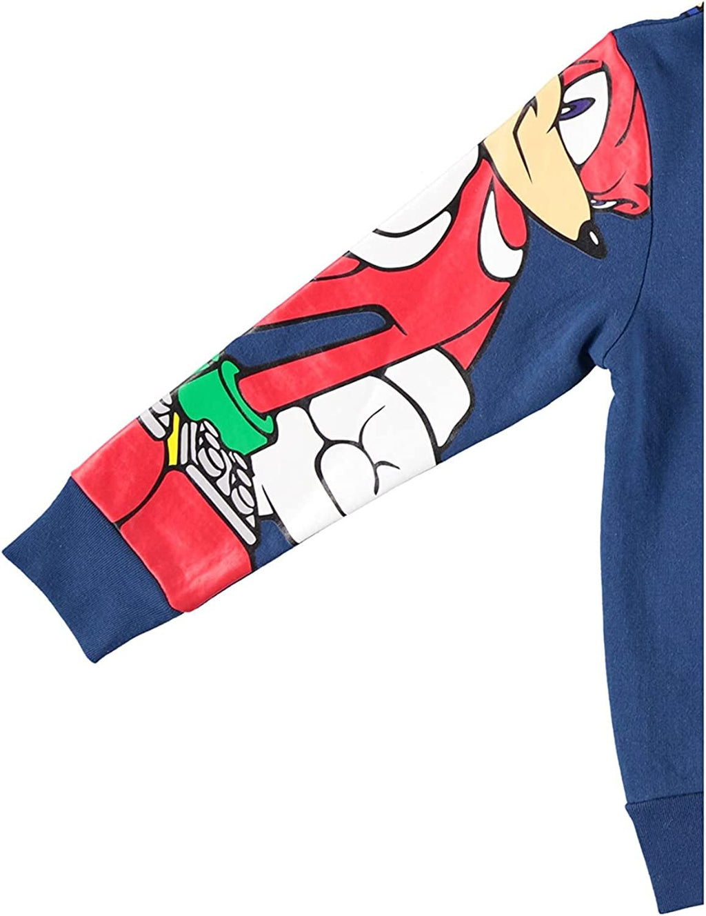 Boys Sonic The Hedgehog Costume Zip Up Fleece Hoodie-Featuring Sonic, Tails and Knuckles -Boys 4-20