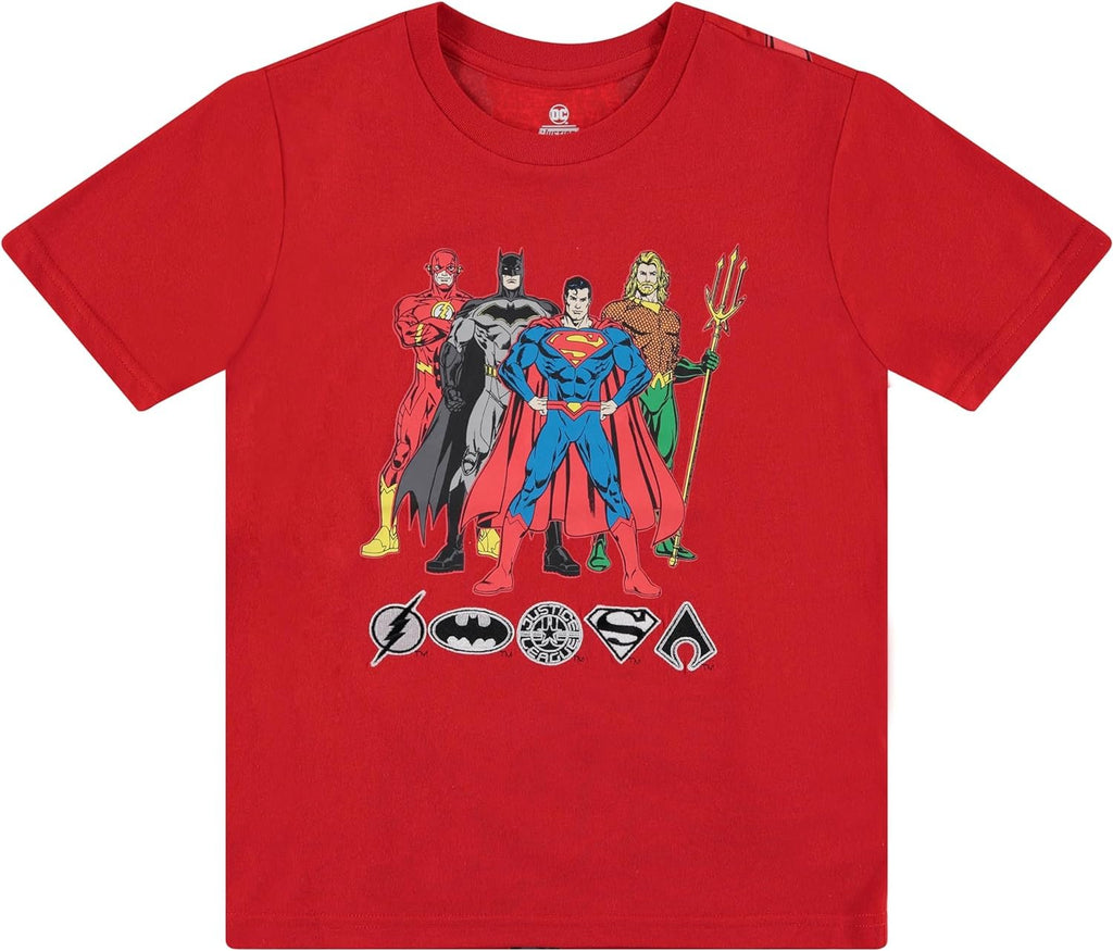 Justice League Boy's T-Shirt and Shorts Bundle Set- Little and Big Boys Superman,Batman Sizes 4-20