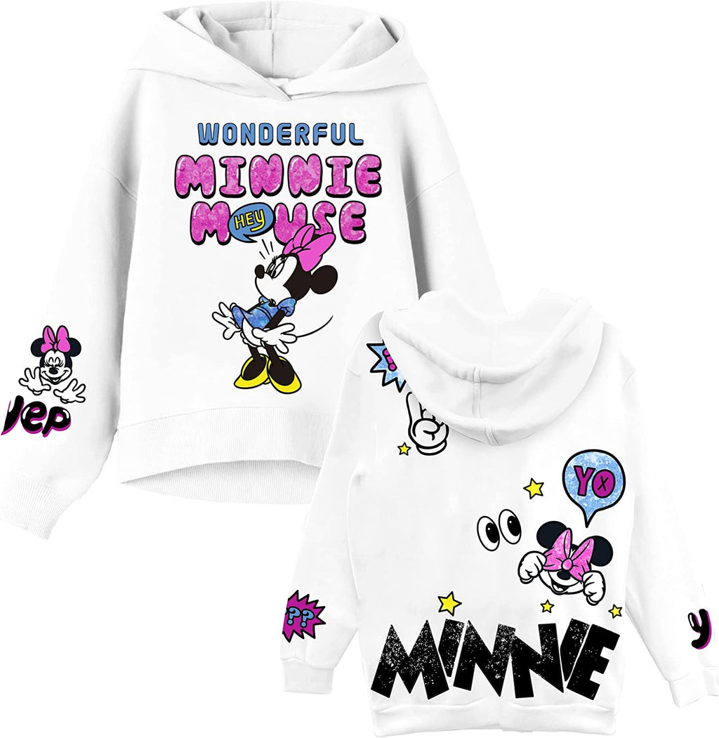 Minnie Mouse Girls Hoodie - Minnie Mouse Skimmer Pullover Hoodie- Sizes 4-16