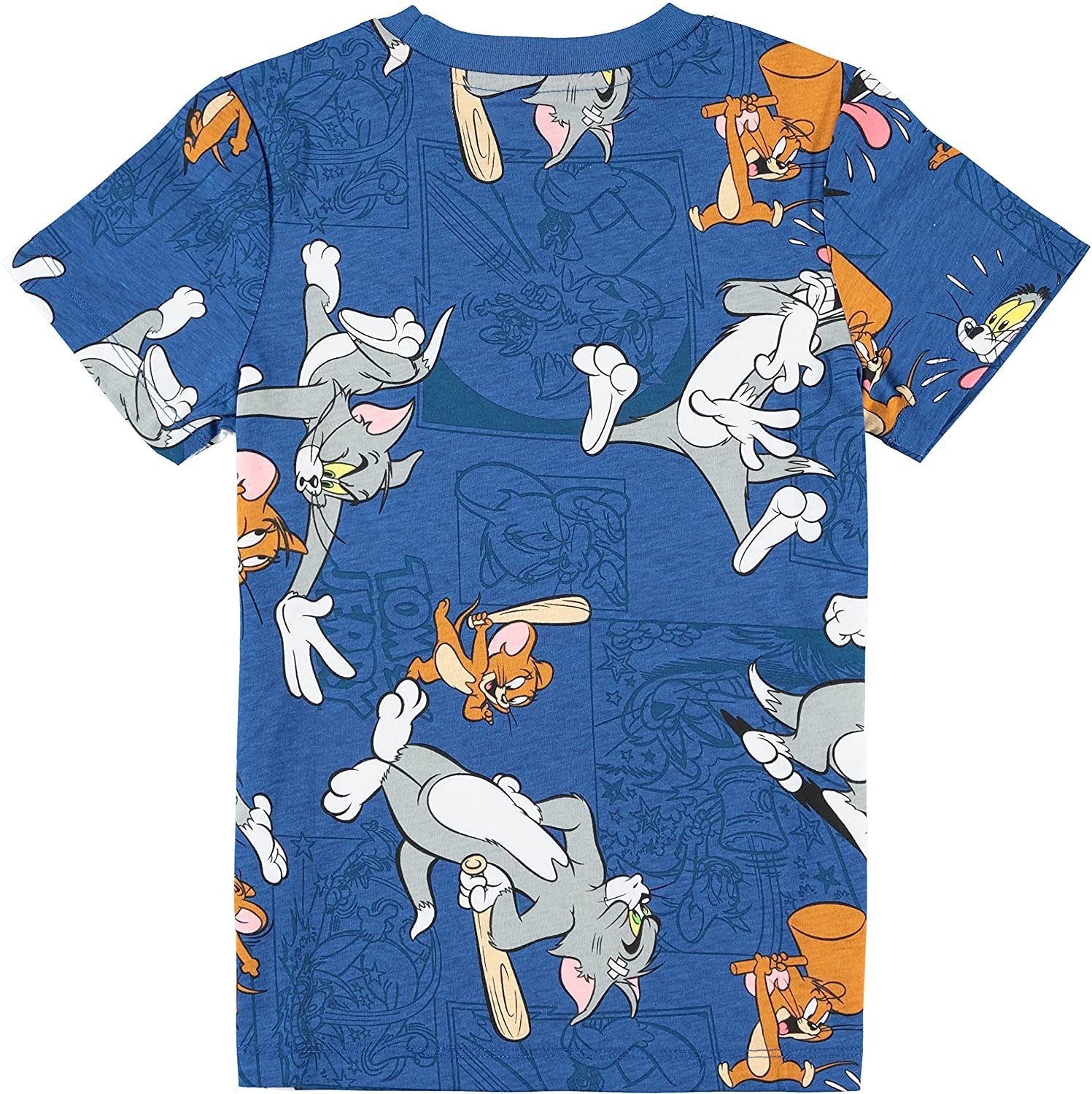 Tom and Jerry Boys Short Sleeve T-Shirt - All Over Print Design Tom and Jerry Tee