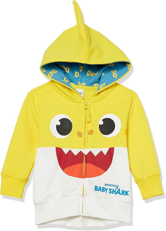 Pinkfong Boys Zip Up Big Face Hoodie-Baby Shark Yellow Toddler Size 2t-5t
