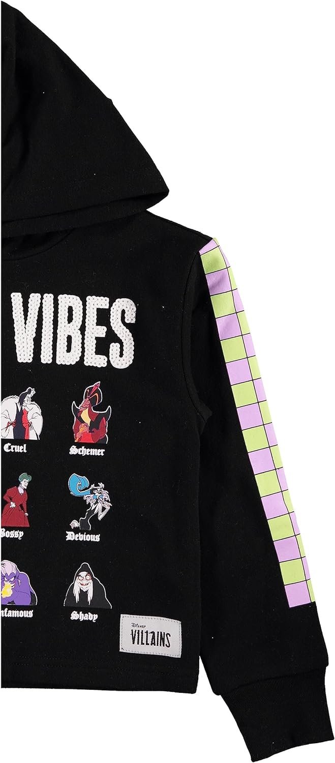 Disney Girls Villains Hoodie - Embrace the Dark Magic in Style! Sizes 4-16 Cropped Hoodie